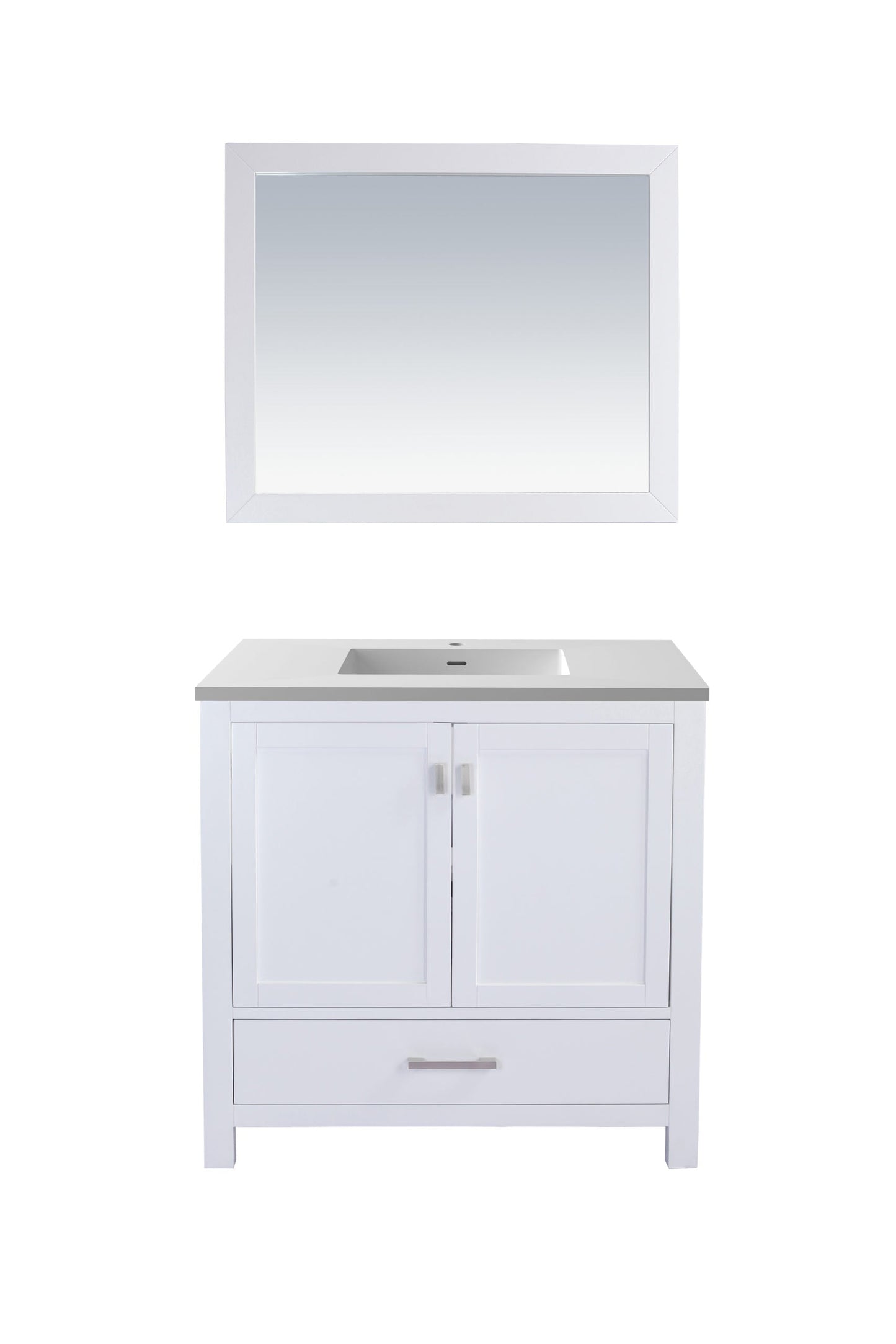 Laviva 313ANG-36W-MW Laviva Wilson 36" White Bathroom Vanity with Matte White VIVA Stone Solid Surface Countertop 313ANG-36W-MW