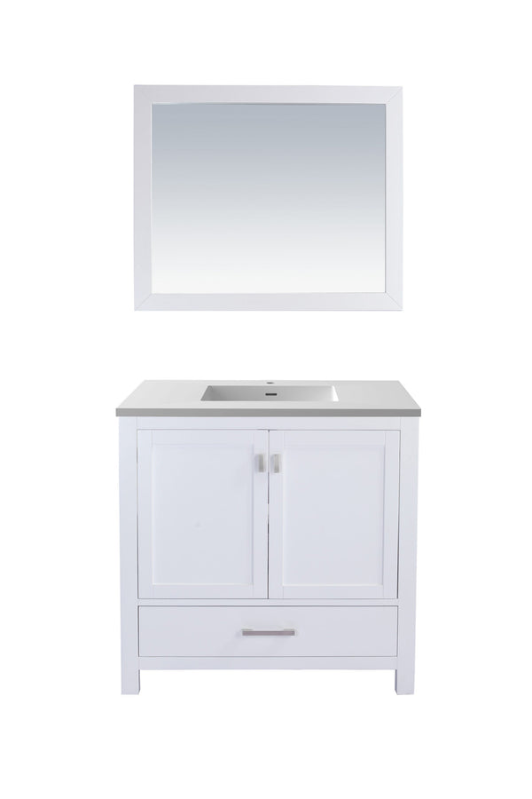 Laviva 313ANG-36W-MW Laviva Wilson 36 White Bathroom Vanity with Matte White VIVA Stone Solid Surface Countertop 313ANG-36W-MW