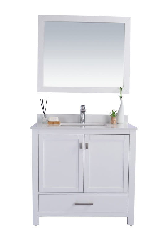 Laviva 313ANG-36W-WQ Laviva Wilson 36" White Bathroom Vanity with White Quartz Countertop 313ANG-36W-WQ