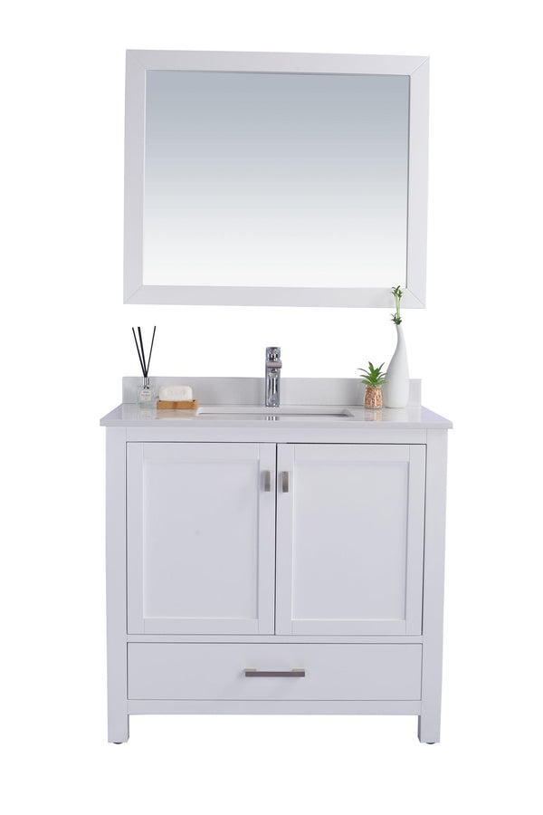 Laviva 313ANG-36W-WQ Laviva Wilson 36 White Bathroom Vanity with White Quartz Countertop 313ANG-36W-WQ