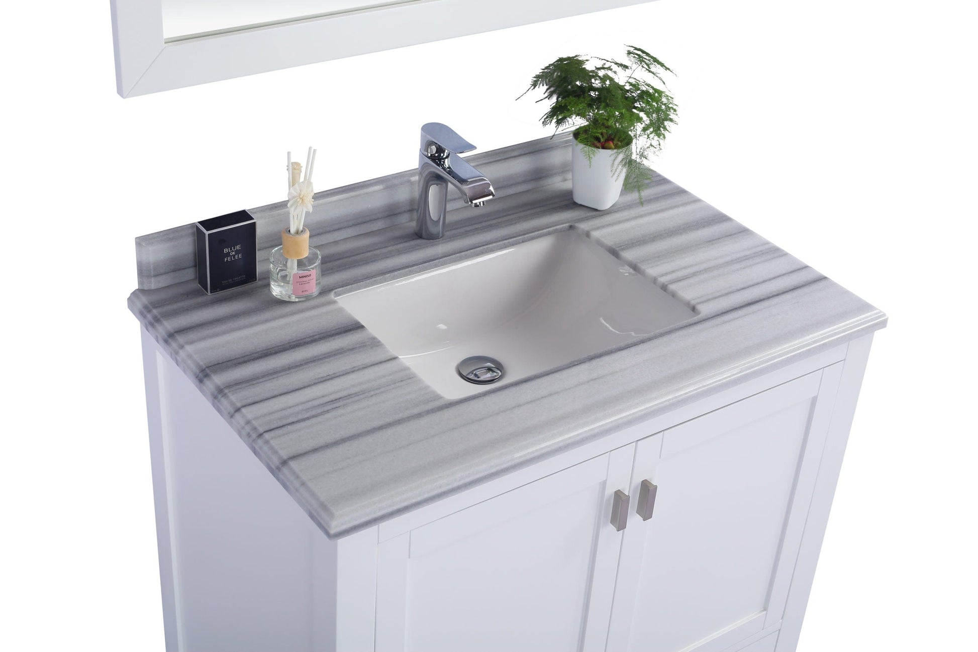 Laviva 313ANG-36W-WS Laviva Wilson 36" White Bathroom Vanity with White Stripes Marble Countertop 313ANG-36W-WS