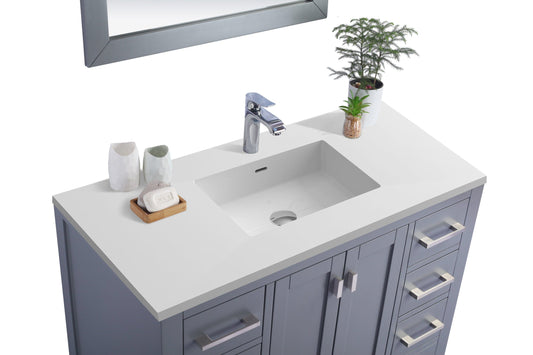 Laviva 313ANG-42G-MW Laviva Wilson 42" Gray Bathroom Vanity with Matte White VIVA Stone Solid Surface Countertop 313ANG-42G-MW