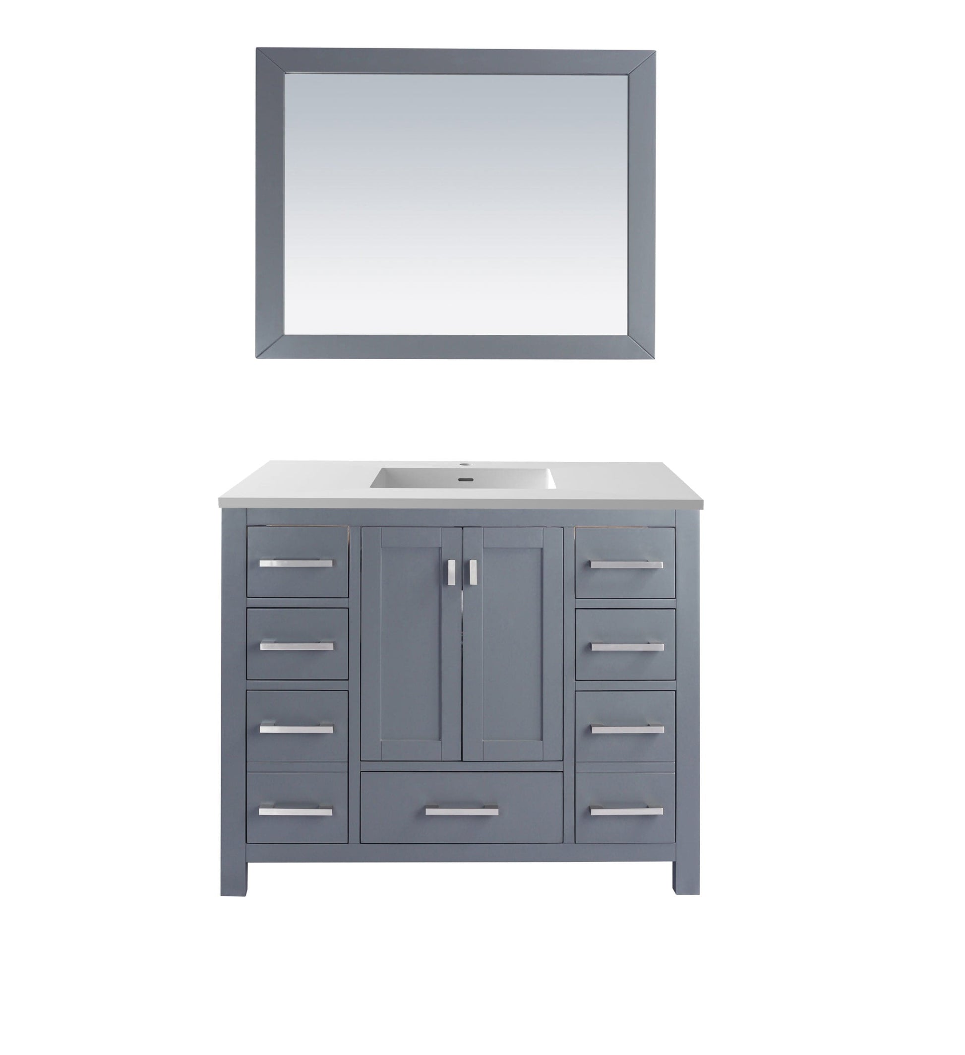 Laviva 313ANG-42G-MW Laviva Wilson 42" Gray Bathroom Vanity with Matte White VIVA Stone Solid Surface Countertop 313ANG-42G-MW