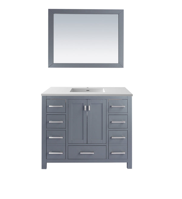 Laviva 313ANG-42G-MW Laviva Wilson 42 Gray Bathroom Vanity with Matte White VIVA Stone Solid Surface Countertop 313ANG-42G-MW