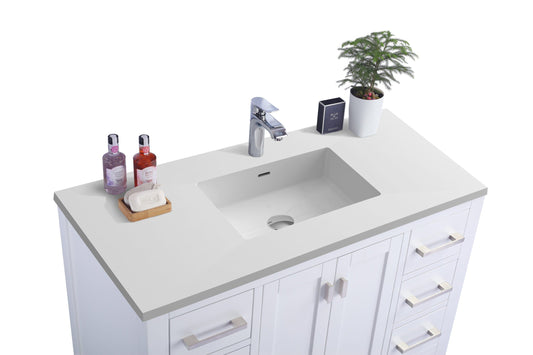 Laviva 313ANG-42W-MW Laviva Wilson 42" White Bathroom Vanity with Matte White VIVA Stone Solid Surface Countertop 313ANG-42W-MW