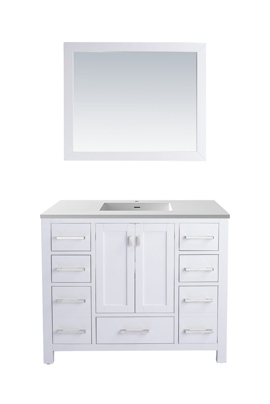 Laviva 313ANG-42W-MW Laviva Wilson 42" White Bathroom Vanity with Matte White VIVA Stone Solid Surface Countertop 313ANG-42W-MW