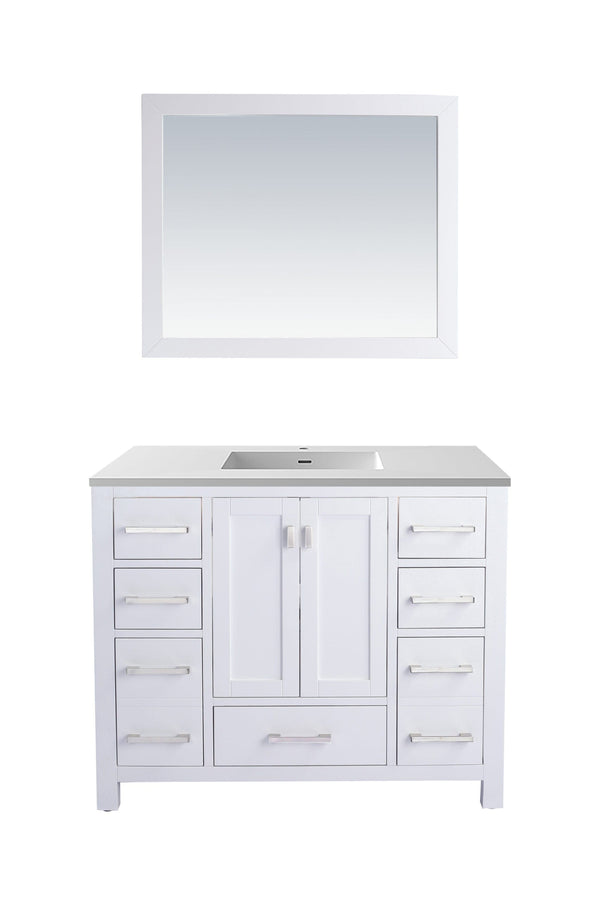 Laviva 313ANG-42W-MW Laviva Wilson 42 White Bathroom Vanity with Matte White VIVA Stone Solid Surface Countertop 313ANG-42W-MW