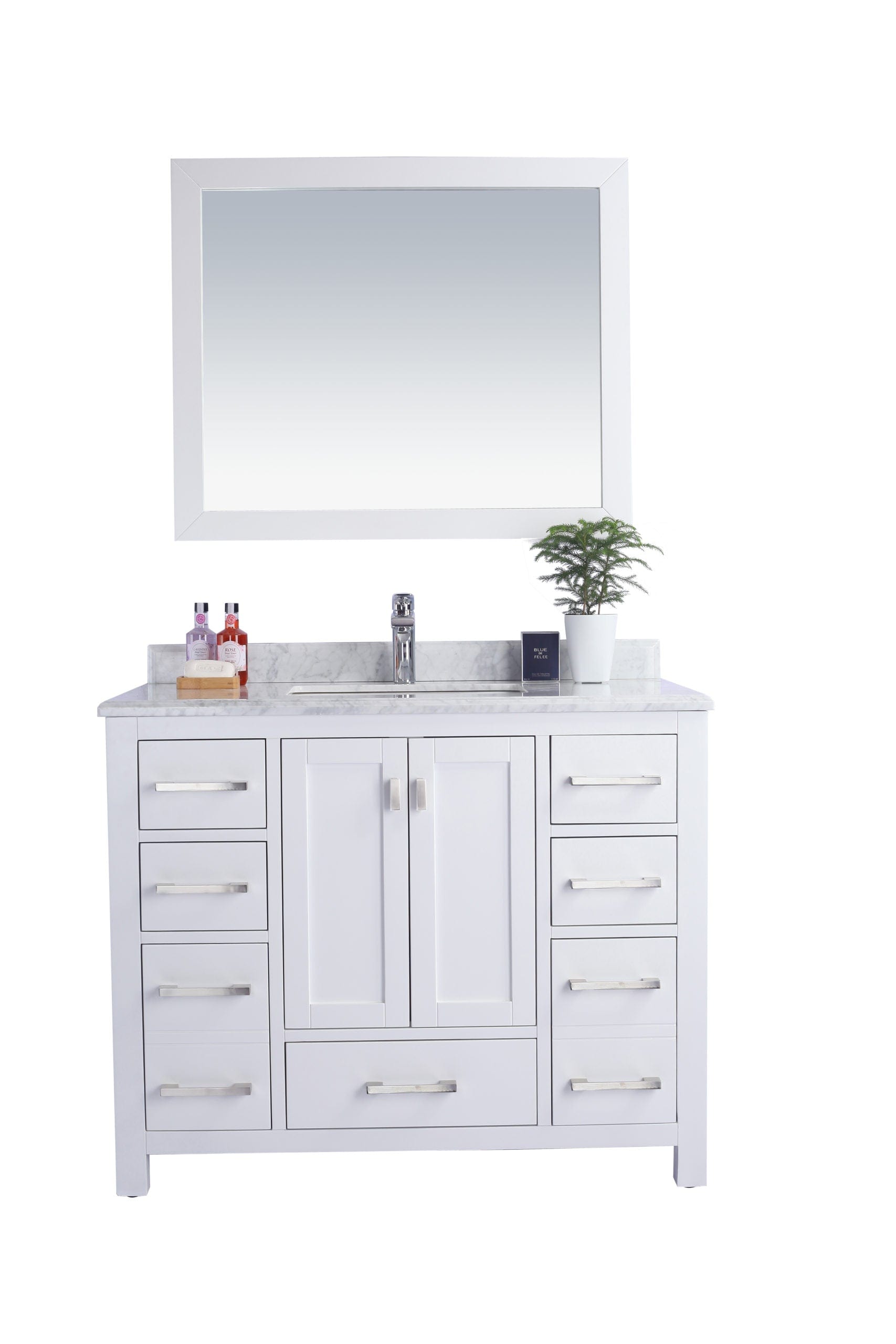 Laviva 313ANG-42W-WC Laviva Wilson 42" White Bathroom Vanity with White Carrara Marble Countertop 313ANG-42W-WC