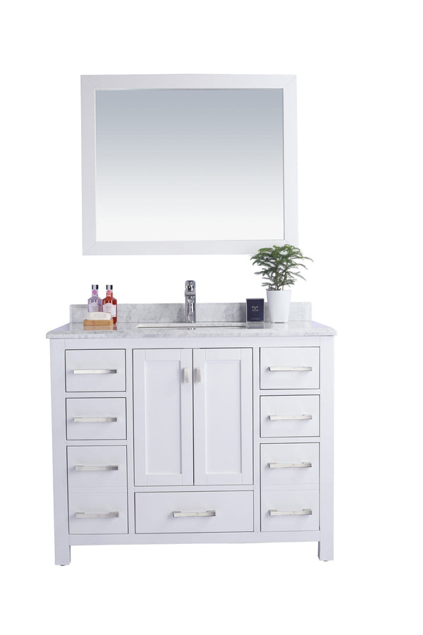 Laviva 313ANG-42W-WC Laviva Wilson 42 White Bathroom Vanity with White Carrara Marble Countertop 313ANG-42W-WC