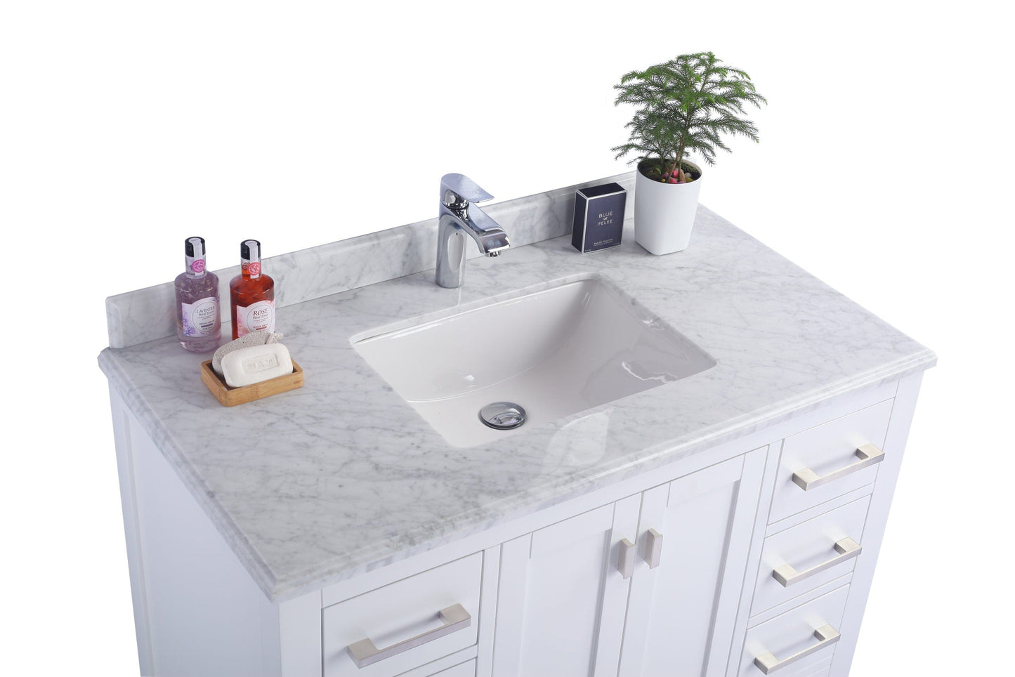 Laviva 313ANG-42W-WC Laviva Wilson 42" White Bathroom Vanity with White Carrara Marble Countertop 313ANG-42W-WC