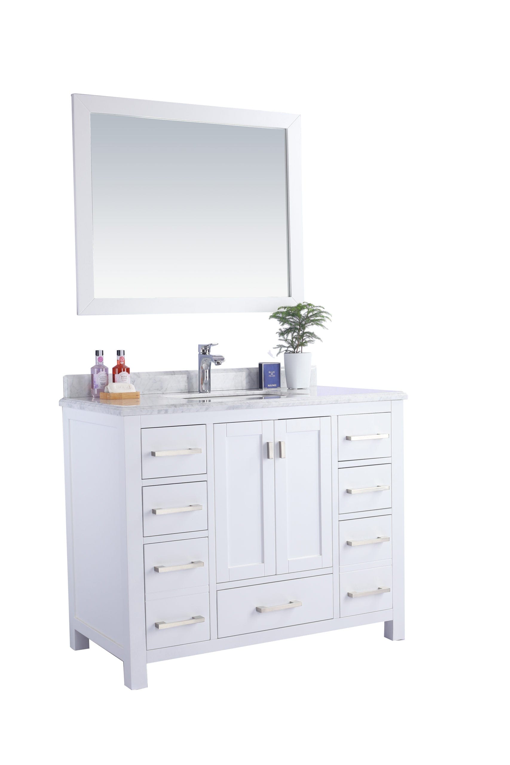 Laviva 313ANG-42W-WC Laviva Wilson 42" White Bathroom Vanity with White Carrara Marble Countertop 313ANG-42W-WC