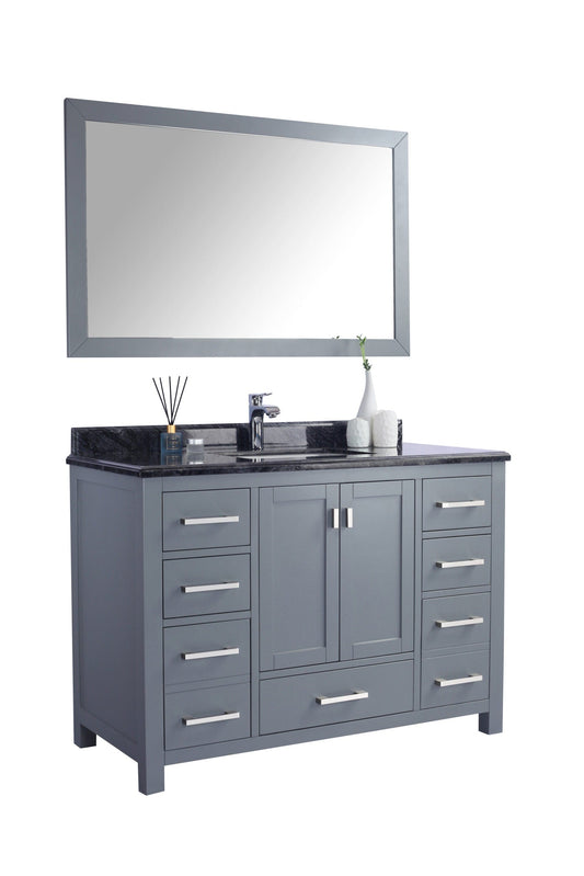 Laviva 313ANG-48G-BW Laviva Wilson 48" Gray Bathroom Vanity with Black Wood Marble Countertop 313ANG-48G-BW