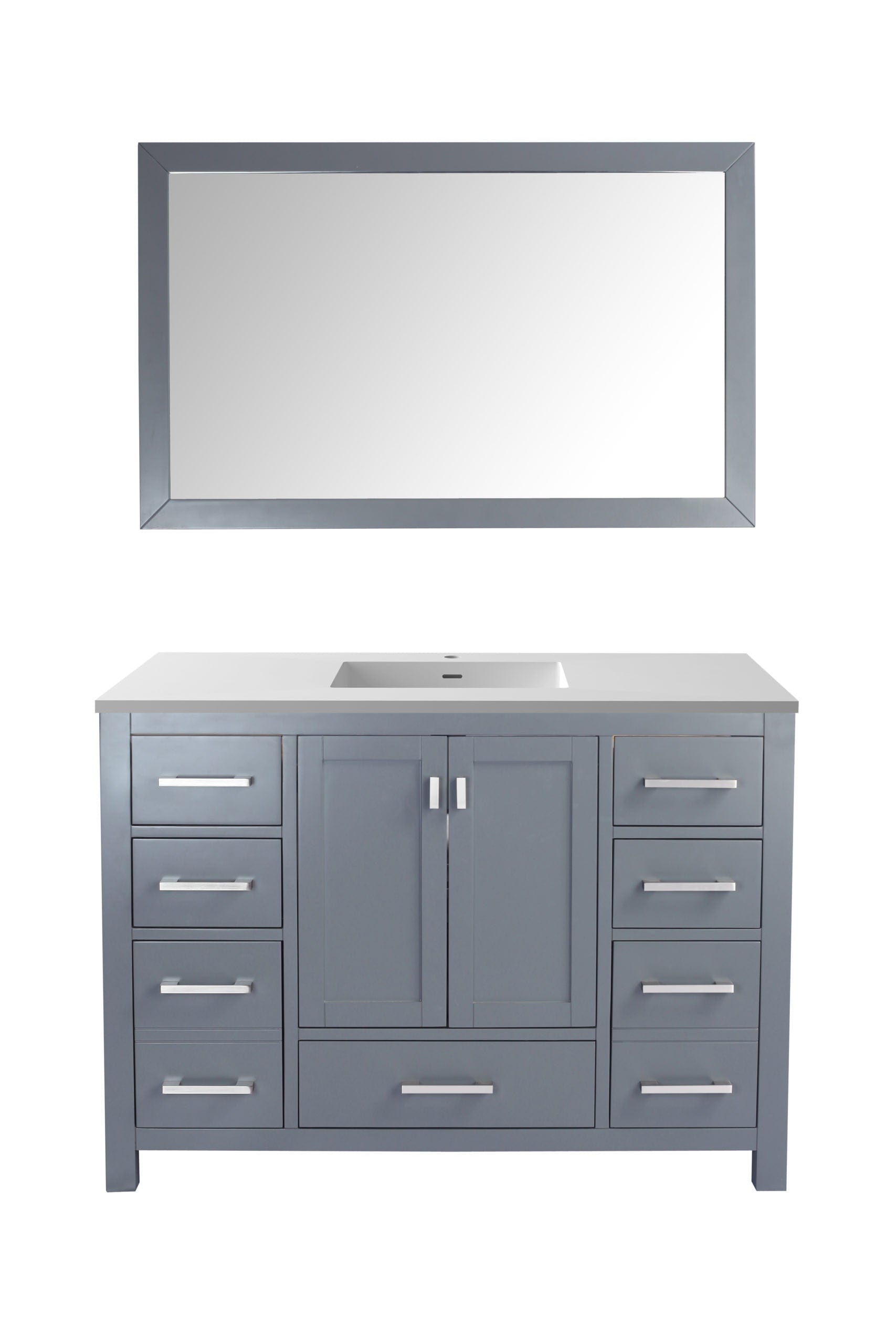 Laviva 313ANG-48G-MW Laviva Wilson 48" Gray Bathroom Vanity with Matte White VIVA Stone Solid Surface Countertop 313ANG-48G-MW