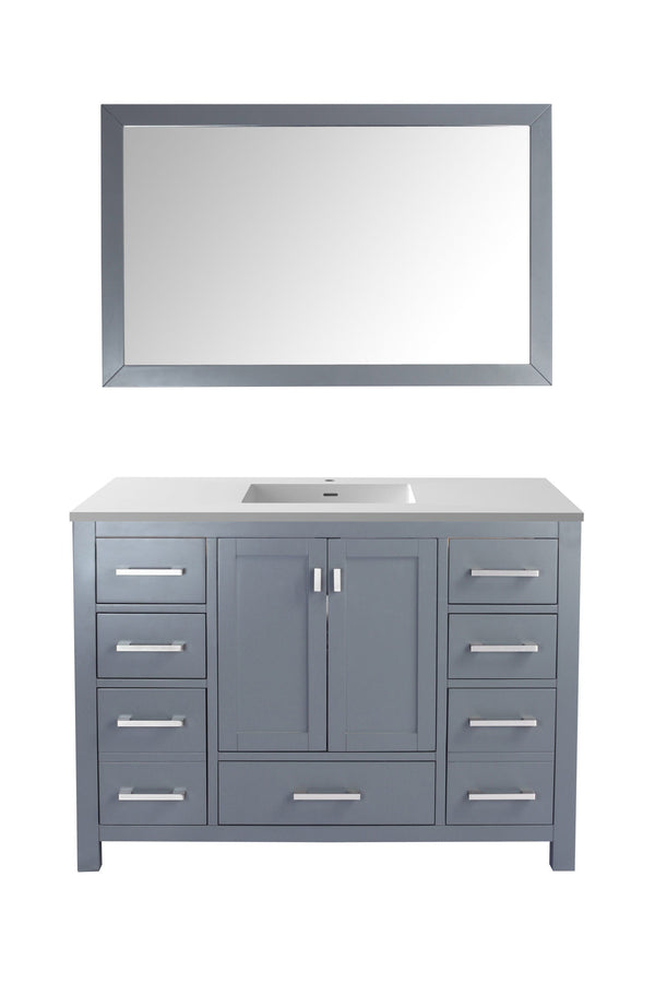 Laviva 313ANG-48G-MW Laviva Wilson 48 Gray Bathroom Vanity with Matte White VIVA Stone Solid Surface Countertop 313ANG-48G-MW