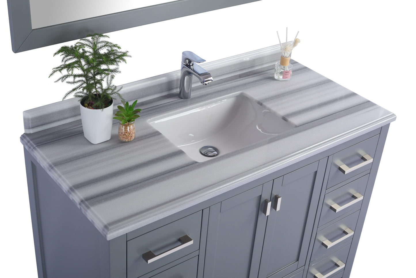 Laviva 313ANG-48G-WS Laviva Wilson 48" Gray Bathroom Vanity with White Stripes Marble Countertop 313ANG-48G-WS