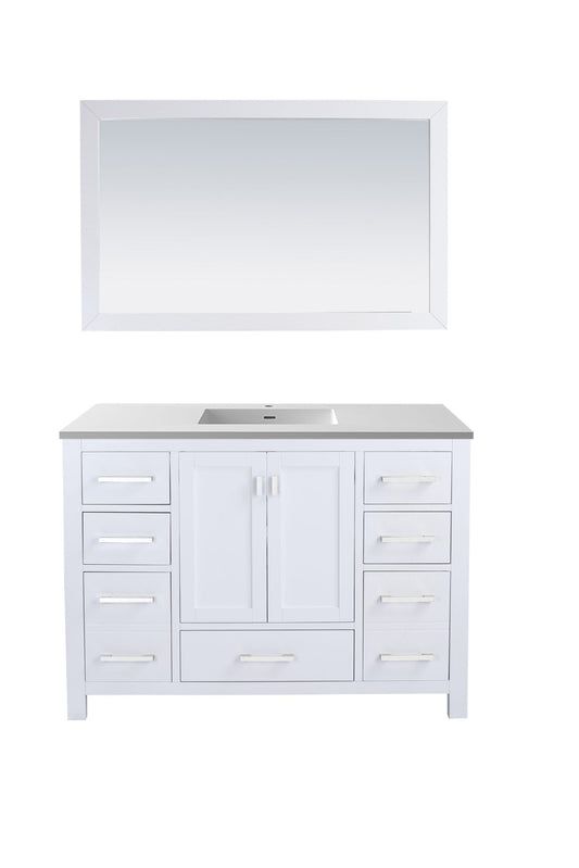 Laviva 313ANG-48W-MW Laviva Wilson 48" White Bathroom Vanity with Matte White VIVA Stone Solid Surface Countertop 313ANG-48W-MW