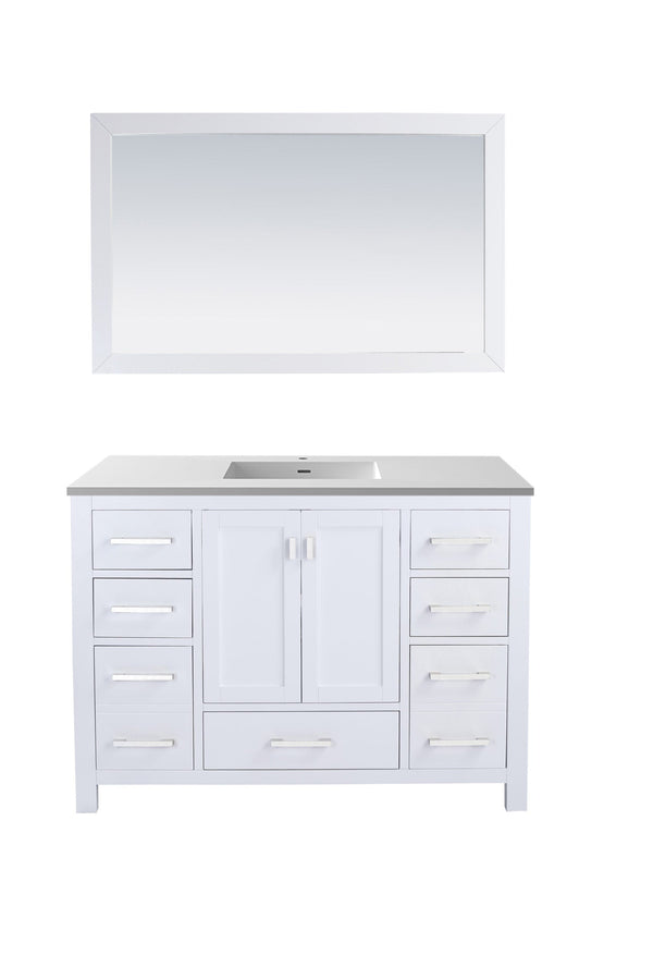 Laviva 313ANG-48W-MW Laviva Wilson 48 White Bathroom Vanity with Matte White VIVA Stone Solid Surface Countertop 313ANG-48W-MW