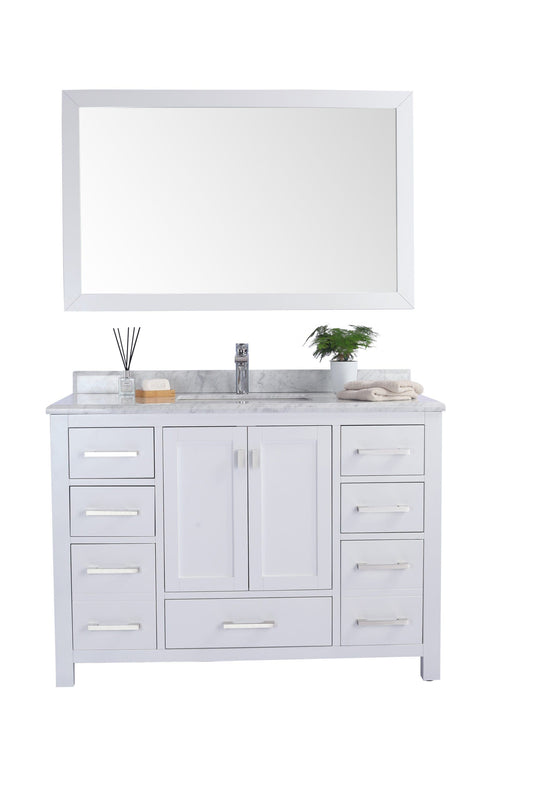 Laviva 313ANG-48W-WC Laviva Wilson 48" White Bathroom Vanity with White Carrara Marble Countertop 313ANG-48W-WC