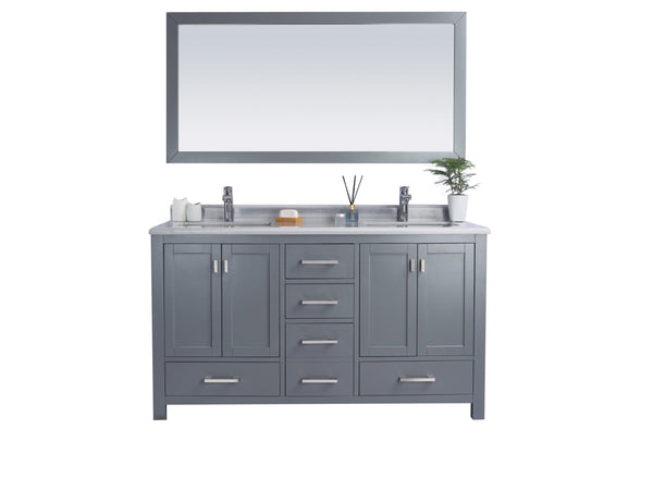 Laviva 313ANG-60G-WS Laviva Wilson 60 Gray Double Sink Bathroom Vanity with White Stripes Marble Countertop 313ANG-60G-WS