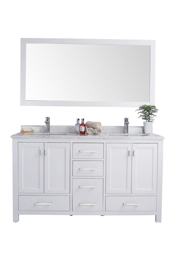 Laviva 313ANG-60W-WC Laviva Wilson 60 White Double Sink Bathroom Vanity with White Carrara Marble Countertop 313ANG-60W-WC