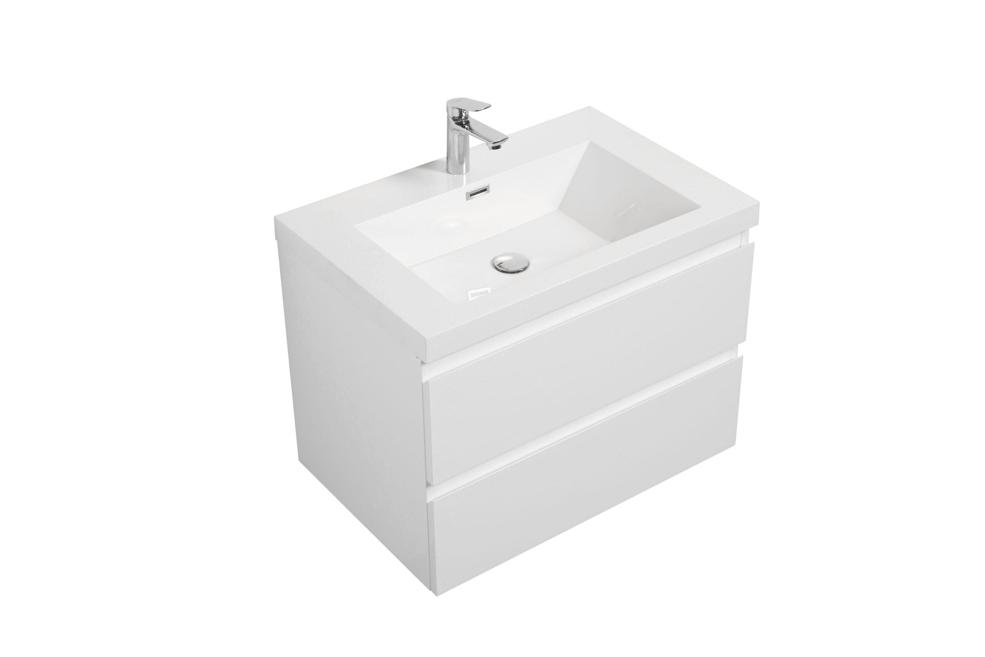 Laviva 313AUR-24GPW-GW Laviva Aurora 24" Glossy Polar White Wall Hung Bathroom Vanity with White Acrylic Countertop 313AUR-24GPW-GW