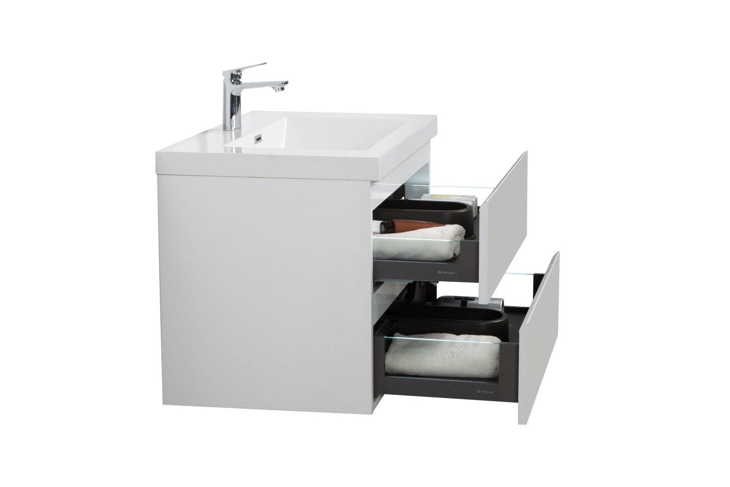 Laviva 313AUR-24GPW-GW Laviva Aurora 24" Glossy Polar White Wall Hung Bathroom Vanity with White Acrylic Countertop 313AUR-24GPW-GW