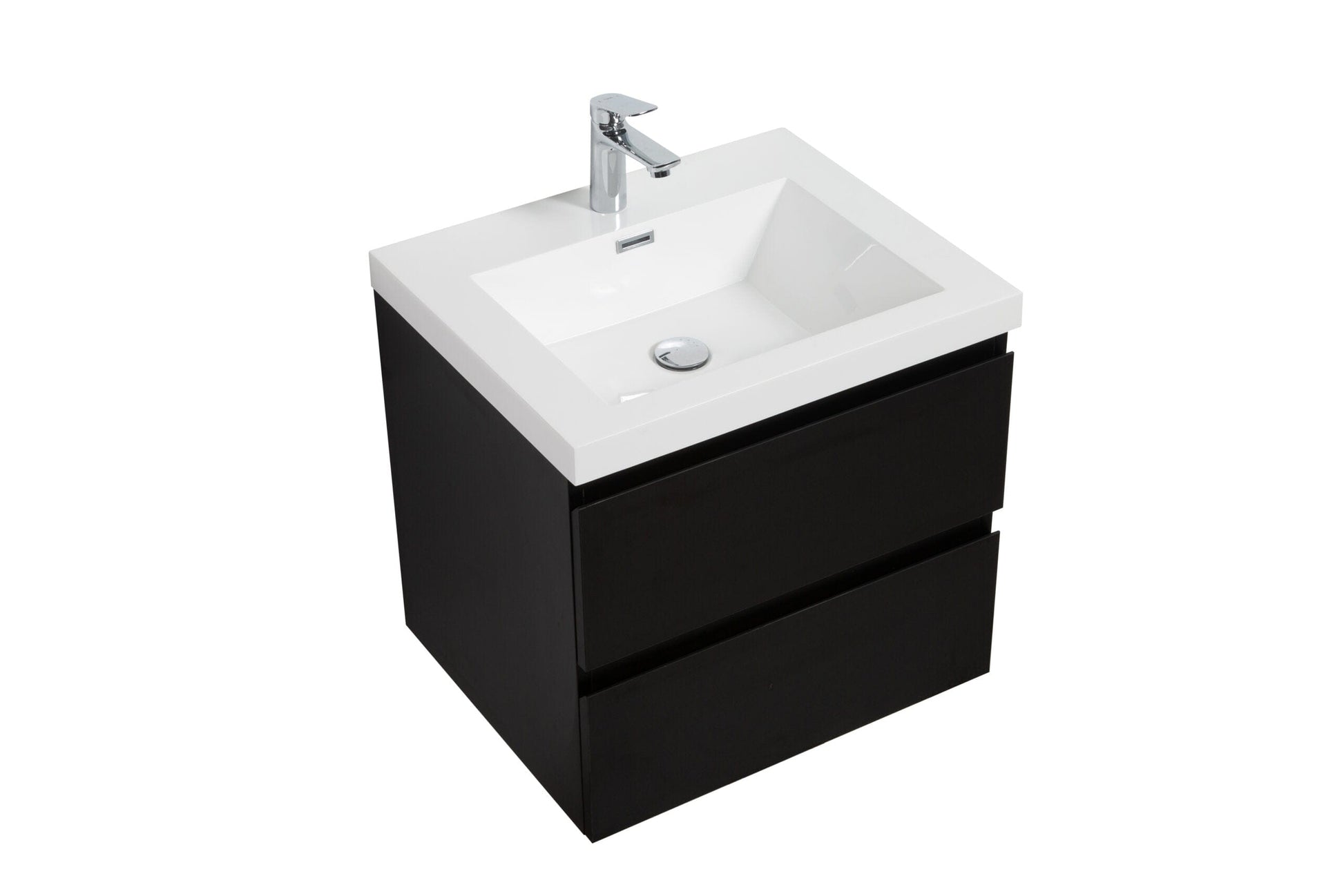 Laviva 313AUR-24MMB-GW Laviva Aurora 24" Matte Midnight Black Wall Hung Bathroom Vanity with White Acrylic Countertop 313AUR-24MMB-GW