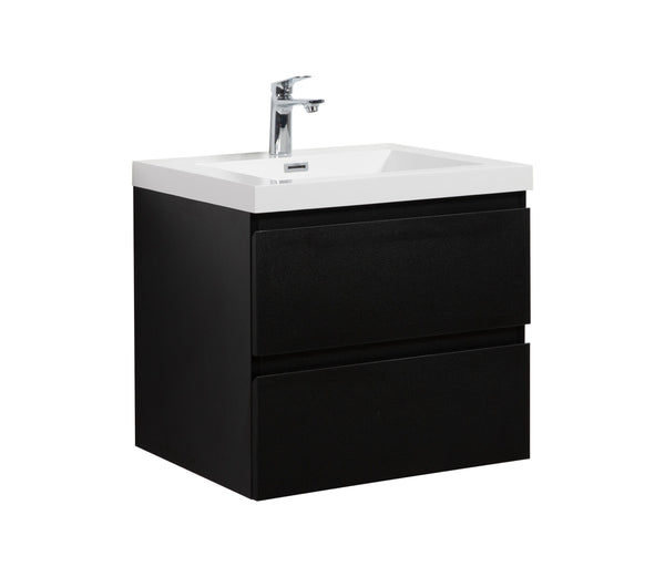 Laviva 313AUR-24MMB-GW Laviva Aurora 24 Matte Midnight Black Wall Hung Bathroom Vanity with White Acrylic Countertop 313AUR-24MMB-GW