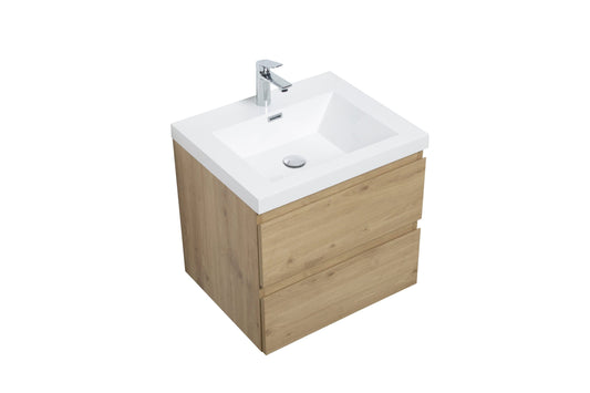 Laviva 313AUR-24SO-GW Laviva Aurora 24" Sonoma Oak Wall Hung Bathroom Vanity with White Acrylic Countertop 313AUR-24SO-GW