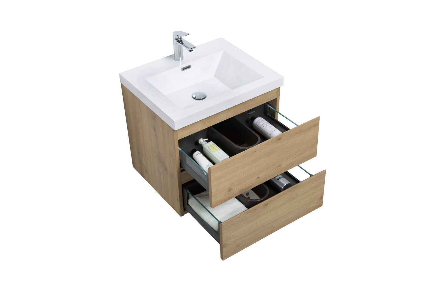 Laviva 313AUR-24SO-GW Laviva Aurora 24" Sonoma Oak Wall Hung Bathroom Vanity with White Acrylic Countertop 313AUR-24SO-GW