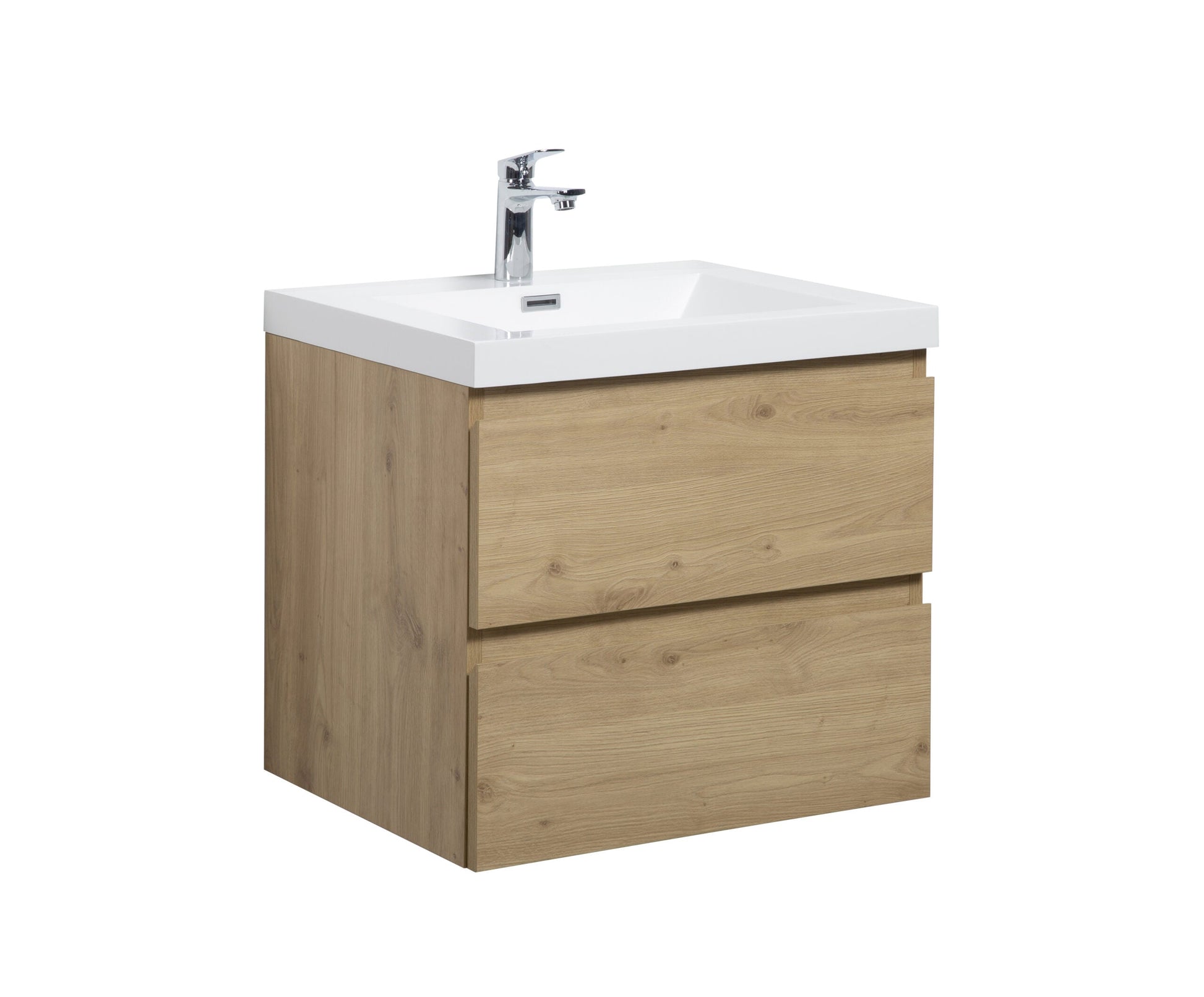 Laviva 313AUR-24SO-GW Laviva Aurora 24" Sonoma Oak Wall Hung Bathroom Vanity with White Acrylic Countertop 313AUR-24SO-GW