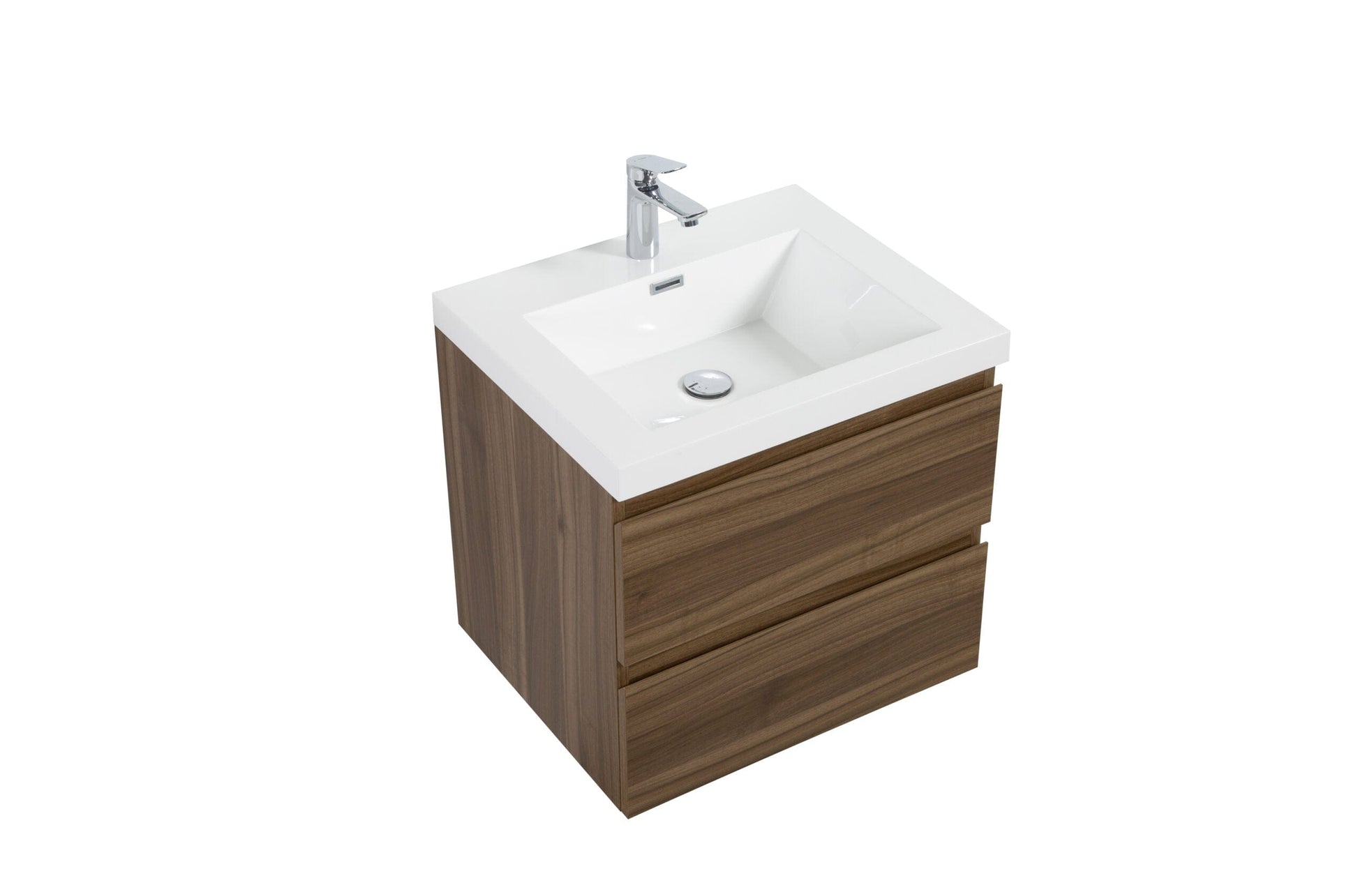 Laviva 313AUR-24SW-GW Laviva Aurora 24" Smokey Walnut Wall Hung Bathroom Vanity with White Acrylic Countertop 313AUR-24SW-GW