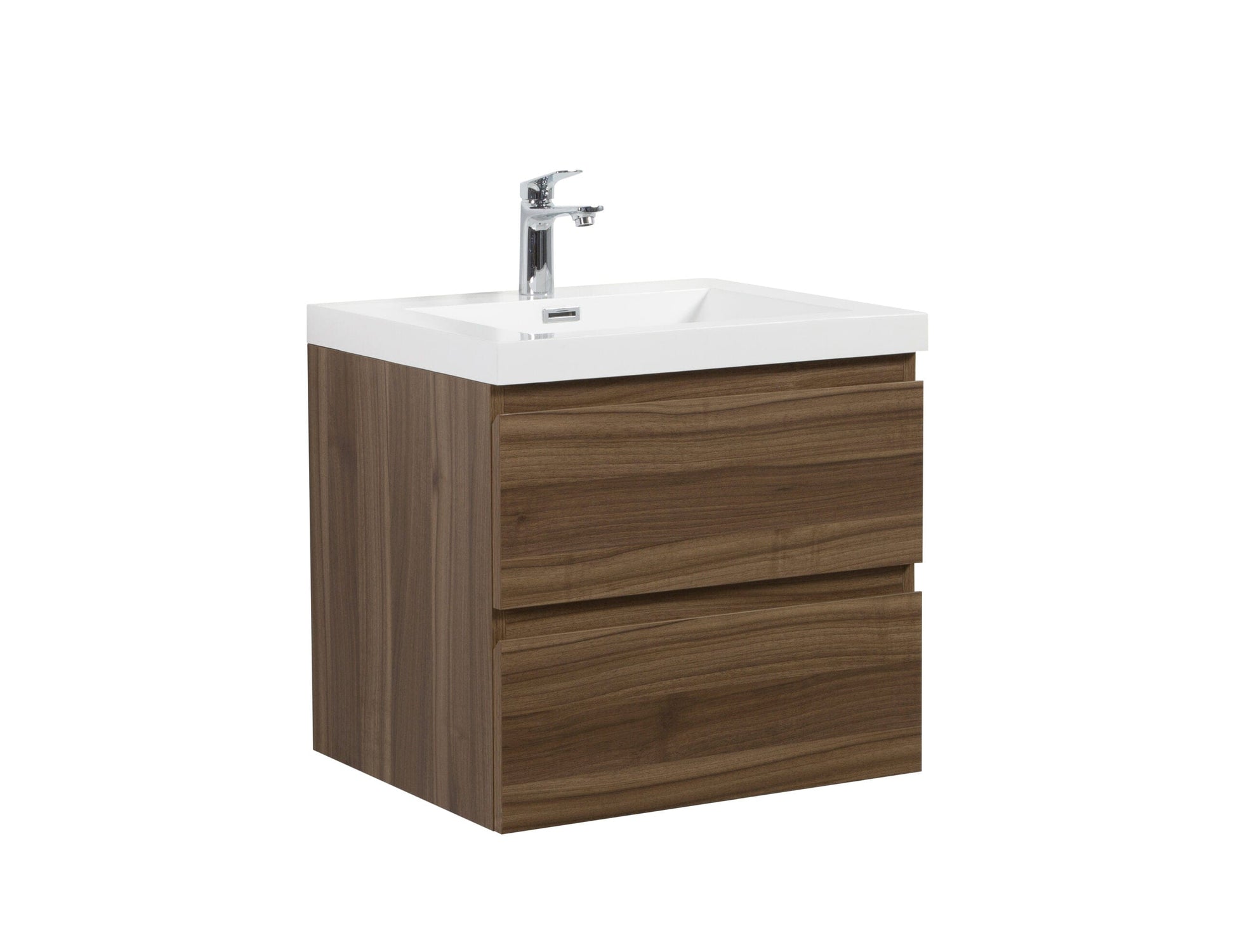 Laviva 313AUR-24SW-GW Laviva Aurora 24" Smokey Walnut Wall Hung Bathroom Vanity with White Acrylic Countertop 313AUR-24SW-GW