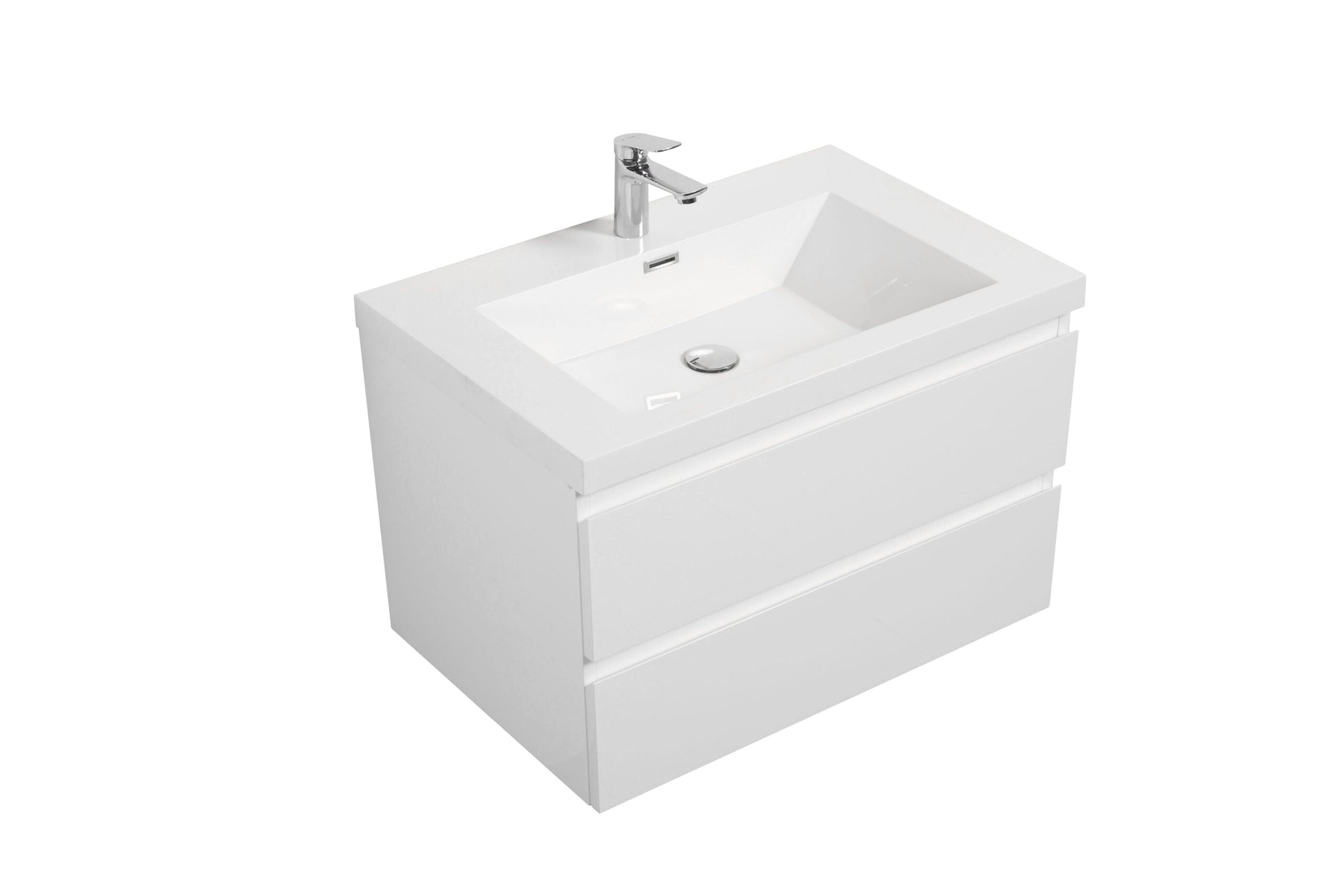 Laviva 313AUR-30GPW-GW Laviva Aurora 30" Glossy Polar White Wall Hung Bathroom Vanity with White Acrylic Countertop 313AUR-30GPW-GW