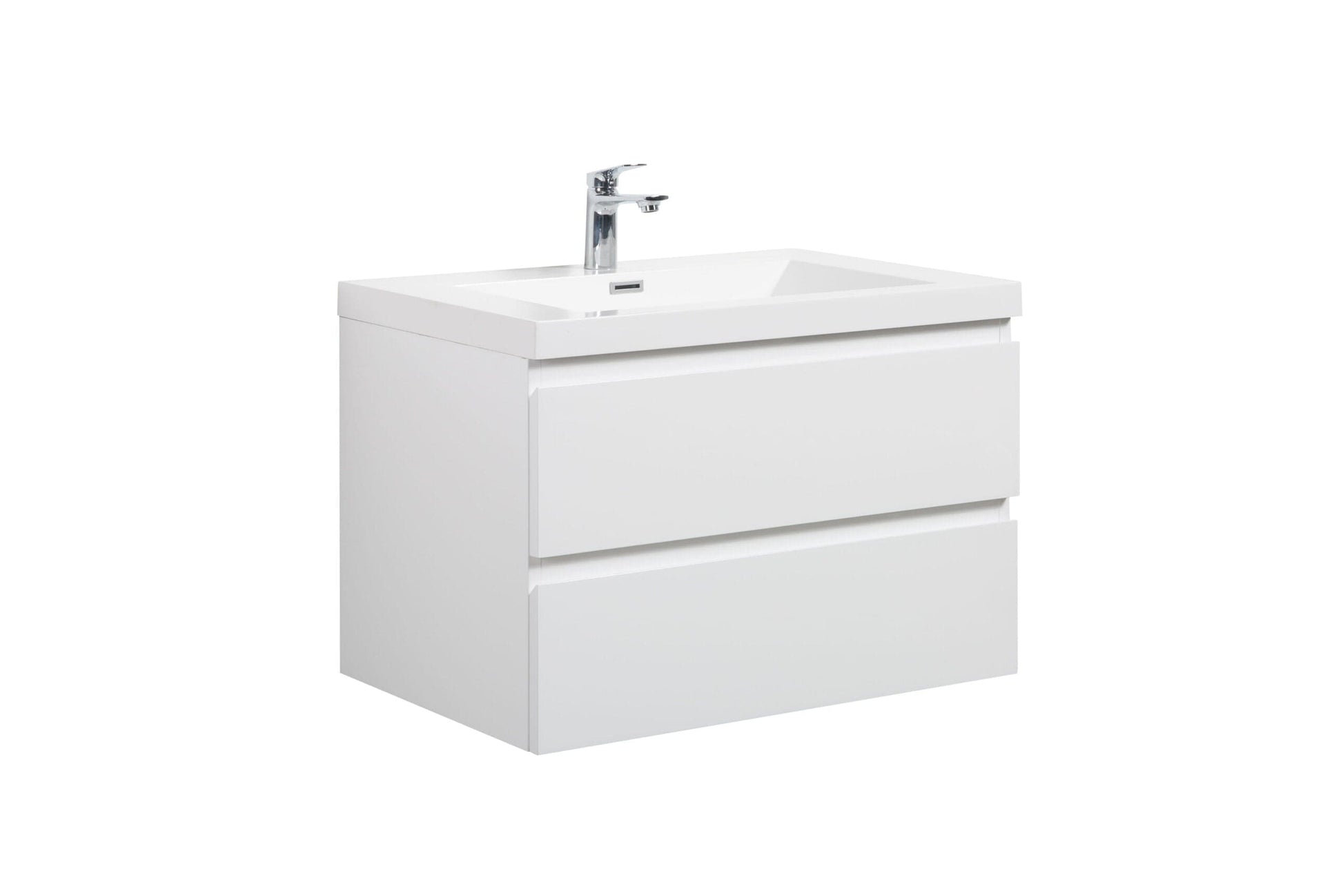 Laviva 313AUR-30GPW-GW Laviva Aurora 30" Glossy Polar White Wall Hung Bathroom Vanity with White Acrylic Countertop 313AUR-30GPW-GW