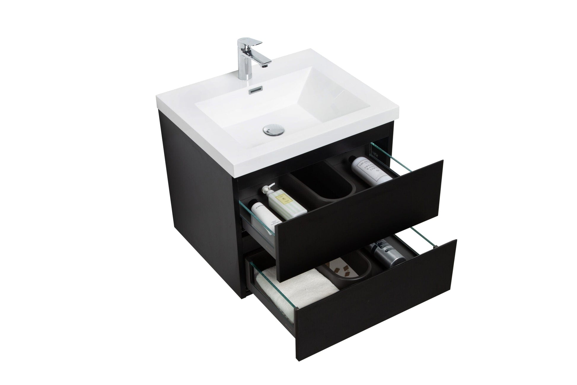 Laviva 313AUR-30MMB-GW Laviva Aurora 30" Matte Midnight Black Wall Hung Bathroom Vanity with White Acrylic Countertop 313AUR-30MMB-GW