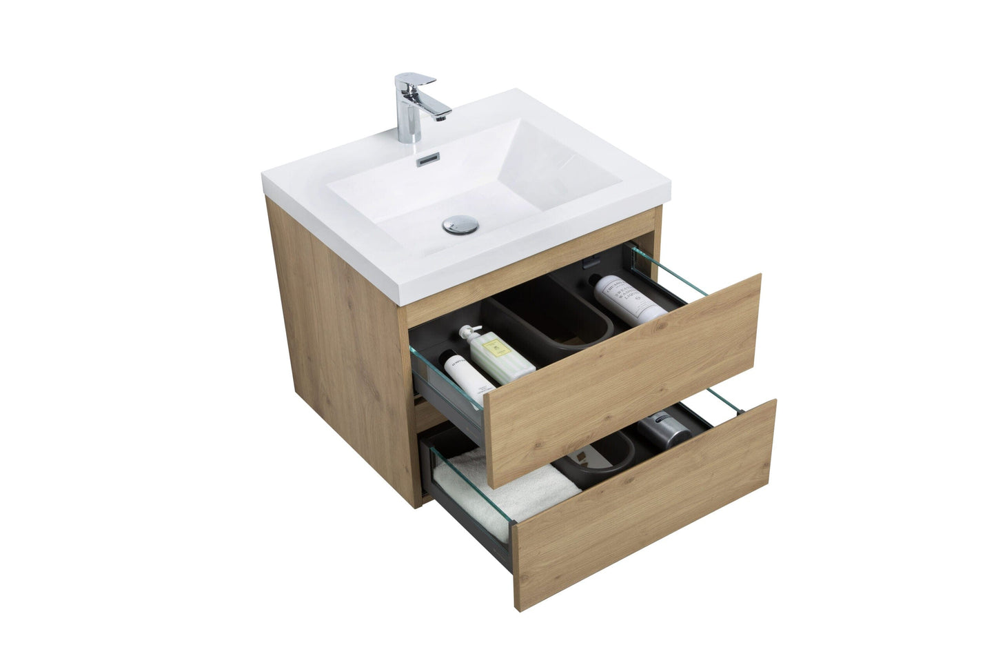 Laviva 313AUR-30SO-GW Laviva Aurora 30" Sonoma Oak Wall Hung Bathroom Vanity with White Acrylic Countertop 313AUR-30SO-GW