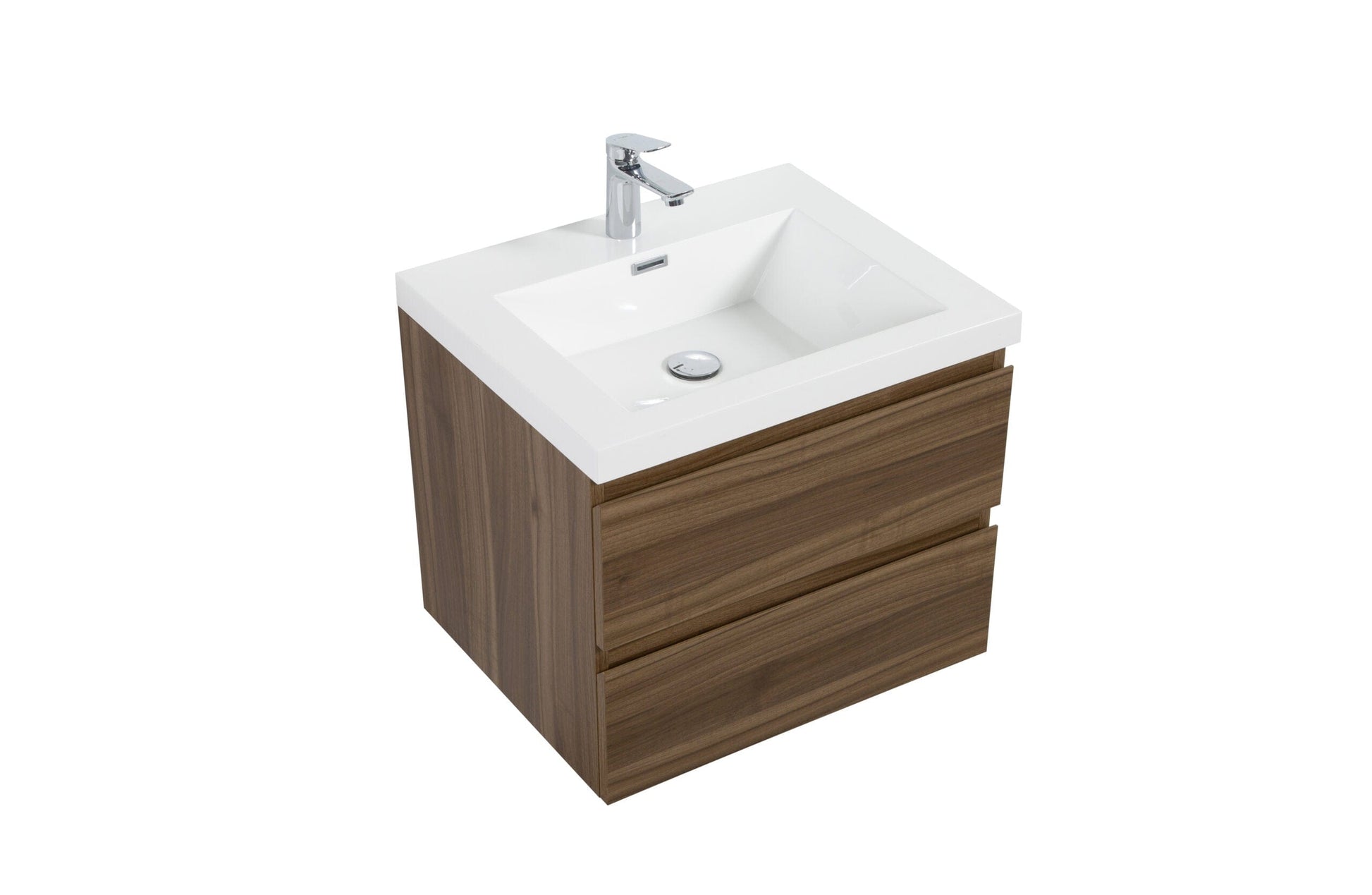 Laviva 313AUR-30SW-GW Laviva Aurora 30" Smokey Walnut Wall Hung Bathroom Vanity with White Acrylic Countertop 313AUR-30SW-GW