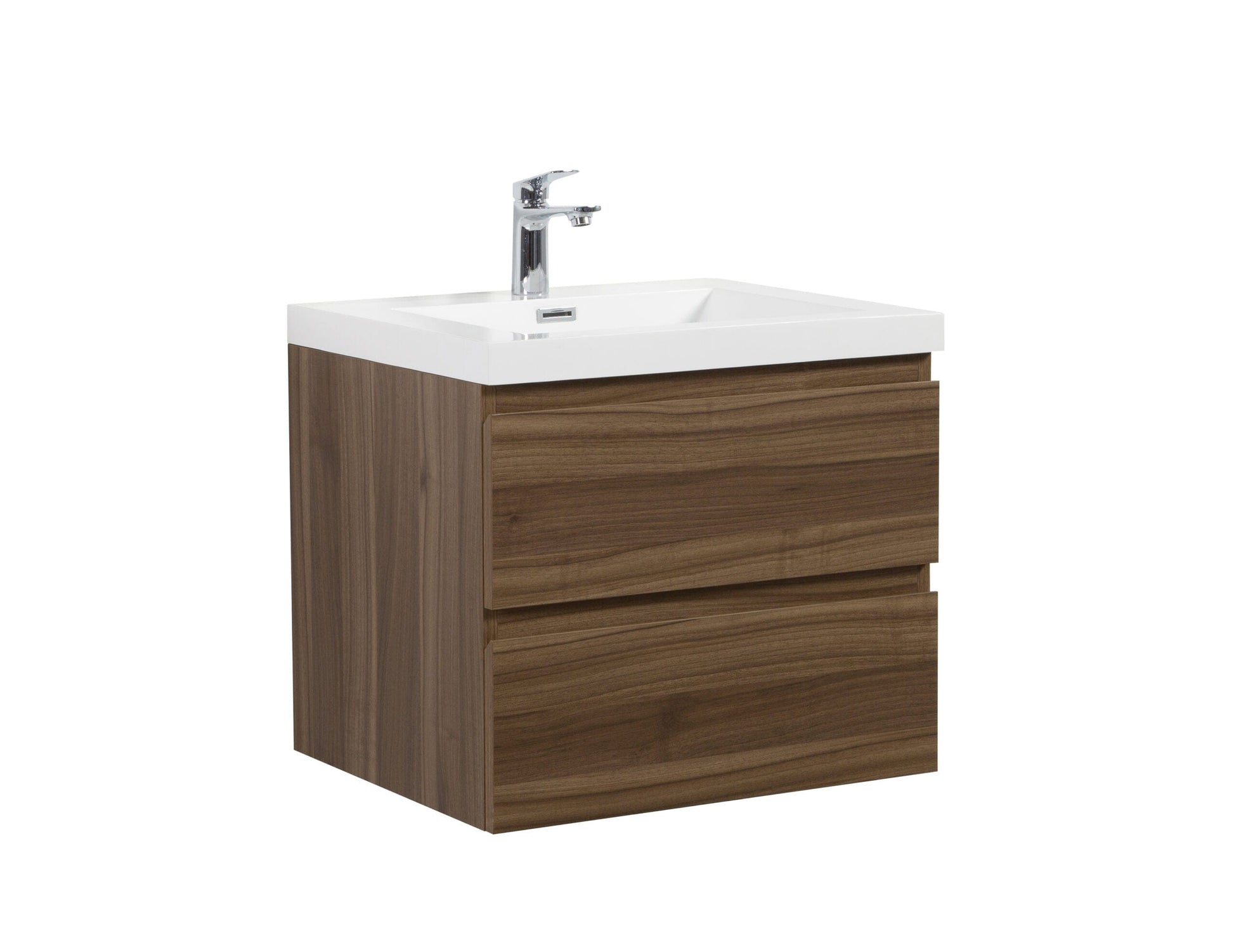 Laviva 313AUR-30SW-GW Laviva Aurora 30" Smokey Walnut Wall Hung Bathroom Vanity with White Acrylic Countertop 313AUR-30SW-GW