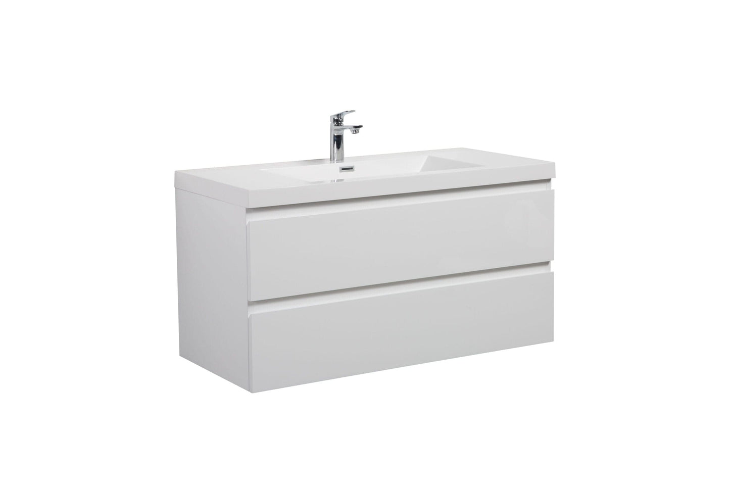 Laviva 313AUR-36GPW-GW Laviva Aurora 36" Glossy Polar White Wall Hung Bathroom Vanity with White Acrylic Countertop 313AUR-36GPW-GW