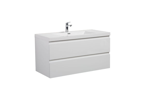 Laviva 313AUR-36GPW-GW Laviva Aurora 36 Glossy Polar White Wall Hung Bathroom Vanity with White Acrylic Countertop 313AUR-36GPW-GW