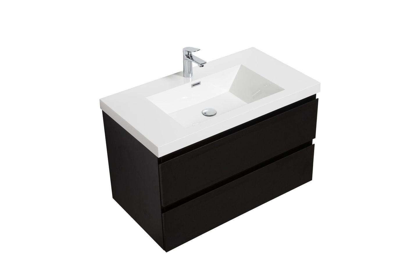 Laviva 313AUR-36MMB-GW Laviva Aurora 36" Matte Midnight Black Wall Hung Bathroom Vanity with White Acrylic Countertop 313AUR-36MMB-GW