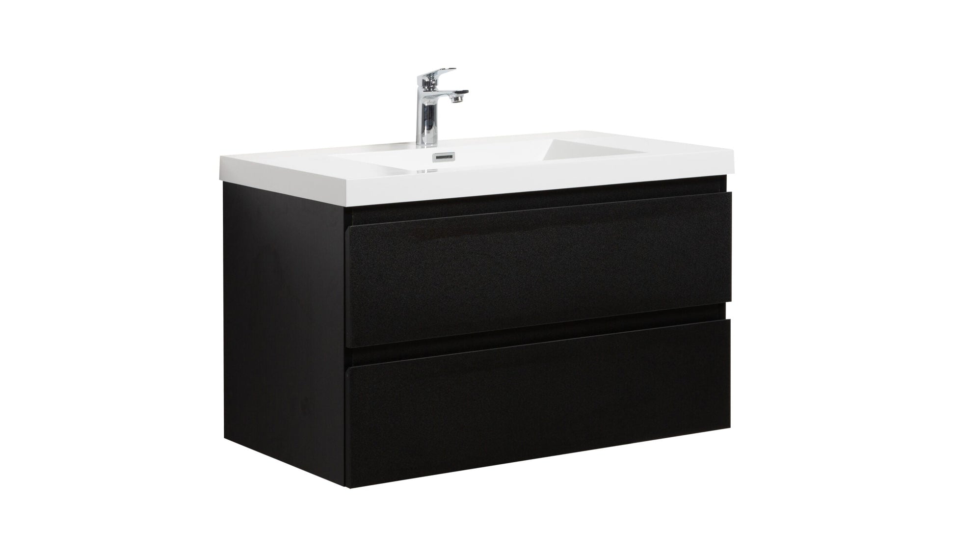 Laviva 313AUR-36MMB-GW Laviva Aurora 36" Matte Midnight Black Wall Hung Bathroom Vanity with White Acrylic Countertop 313AUR-36MMB-GW