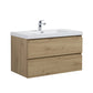 Laviva 313AUR-36SO-GW Laviva Aurora 36" Sonoma Oak Wall Hung Bathroom Vanity with White Acrylic Countertop 313AUR-36SO-GW