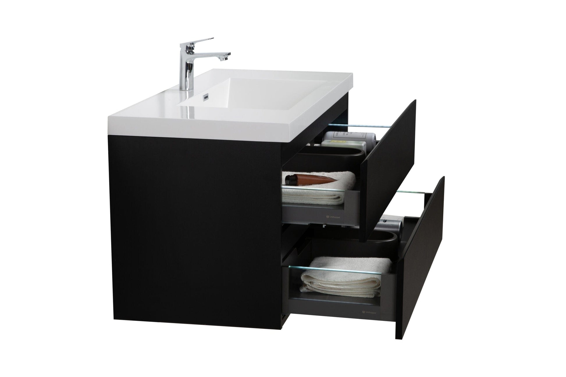 Laviva 313AUR-42MMB-GW Laviva Aurora 42" Matte Midnight Black Wall Hung Bathroom Vanity with White Acrylic Countertop 313AUR-42MMB-GW