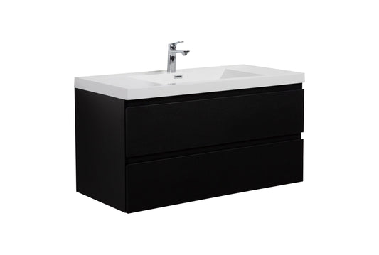 Laviva 313AUR-42MMB-GW Laviva Aurora 42" Matte Midnight Black Wall Hung Bathroom Vanity with White Acrylic Countertop 313AUR-42MMB-GW