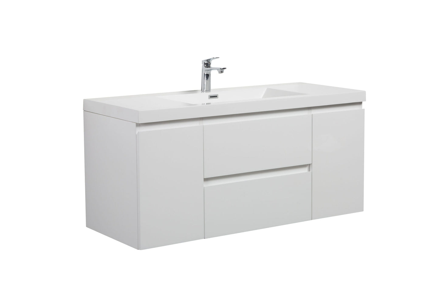 Laviva 313AUR-48GPW-GW Laviva Aurora 48" Glossy Polar White Wall Hung Bathroom Vanity with White Acrylic Countertop 313AUR-48GPW-GW