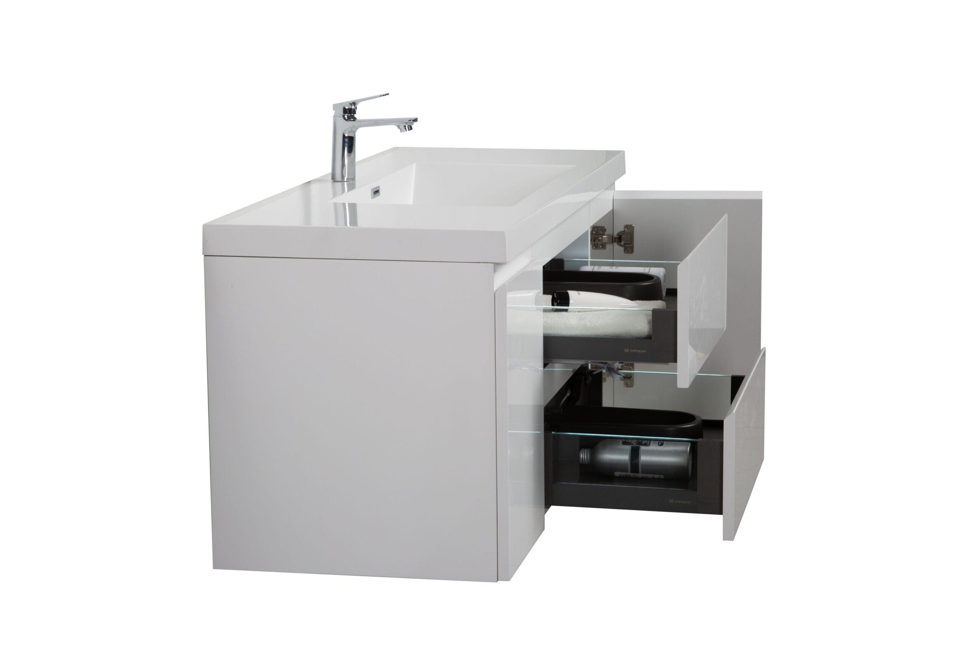 Laviva 313AUR-48GPW-GW Laviva Aurora 48" Glossy Polar White Wall Hung Bathroom Vanity with White Acrylic Countertop 313AUR-48GPW-GW