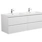 Laviva 313AUR-60DGPW-GW Laviva Aurora 60" Glossy Polar White Wall Hung Double Sink Bathroom Vanity with White Acrylic Countertop 313AUR-60DGPW-GW