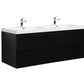 Laviva 313AUR-60DMMB-GW Laviva Aurora 60" Matte Midnight Black Wall Hung Double Sink Bathroom Vanity with White Acrylic Countertop 313AUR-60DMMB-GW